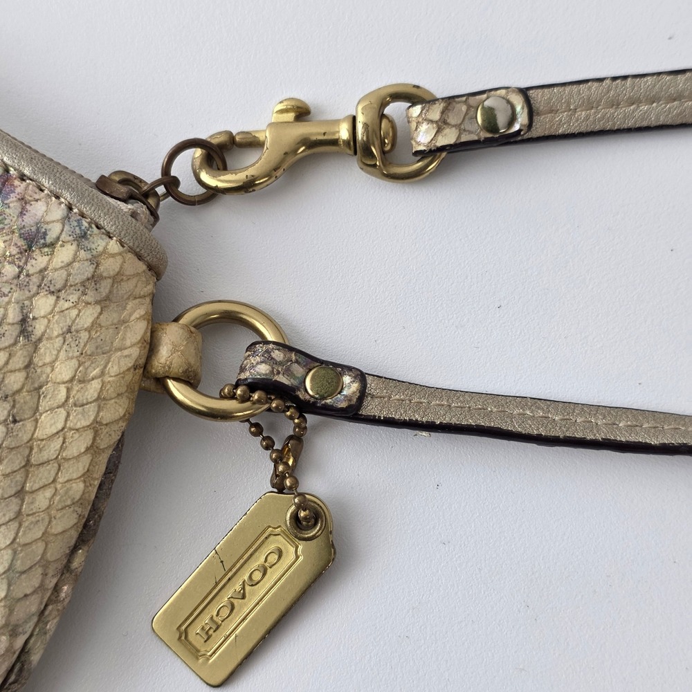 Coach Madison Shimmer Python Leather Wristlet Gol… - image 7